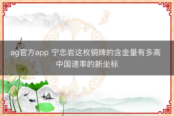 ag官方app 宁忠岩这枚铜牌的含金量有多高 中国速率的新坐标