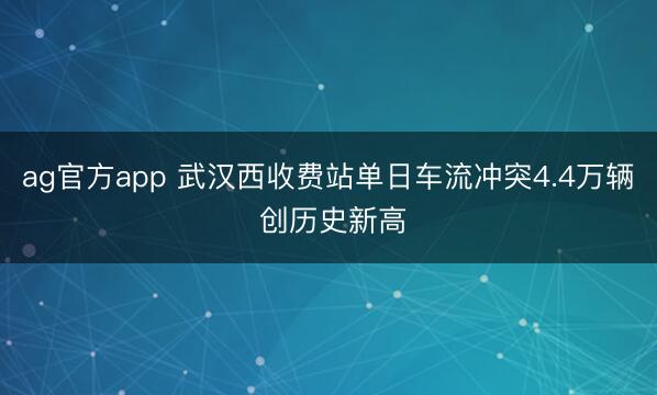 ag官方app 武汉西收费站单日车流冲突4.4万辆 创历史新高